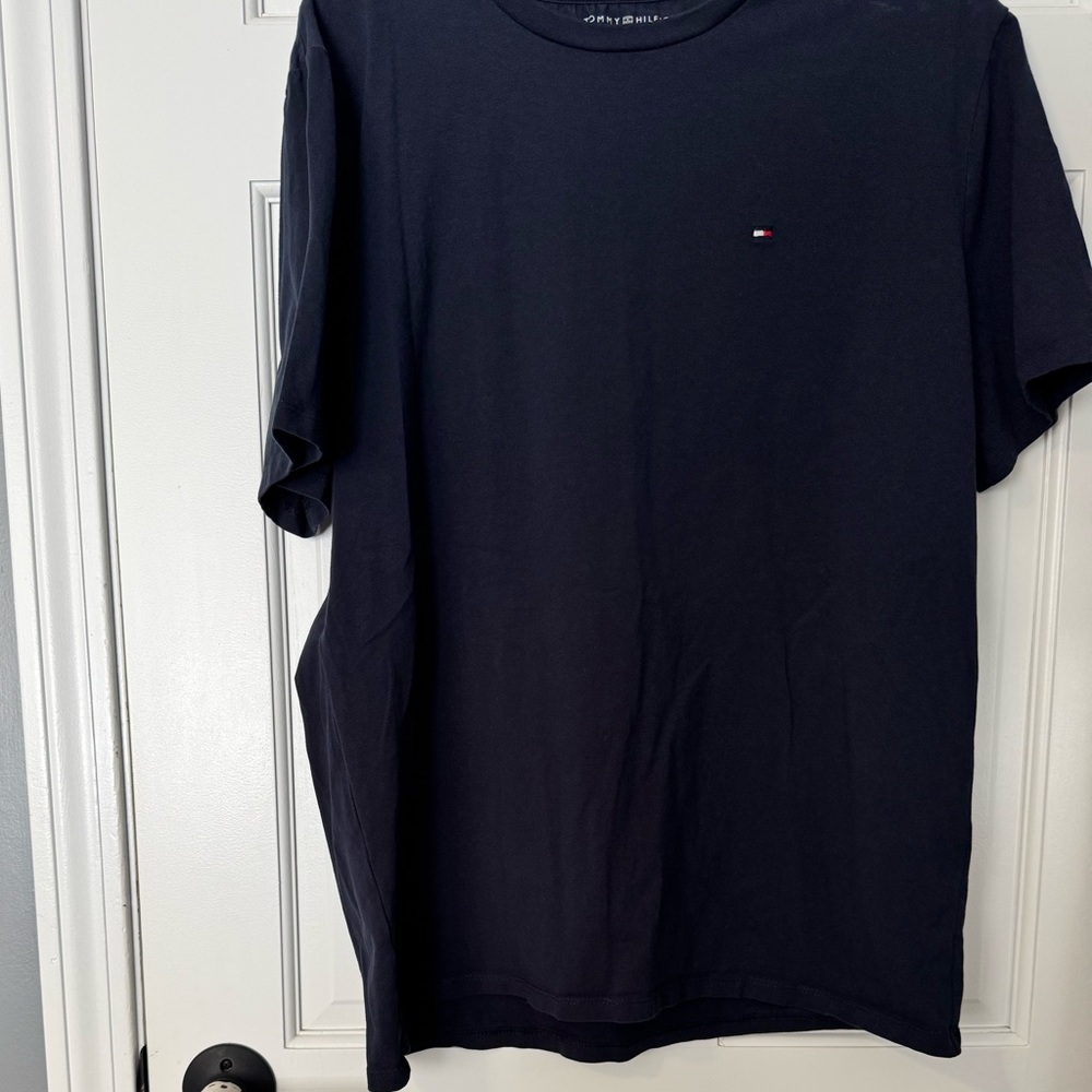 Tommy Hilfiger Navy Short-Sleeve Crewneck Tee with Flag Logo